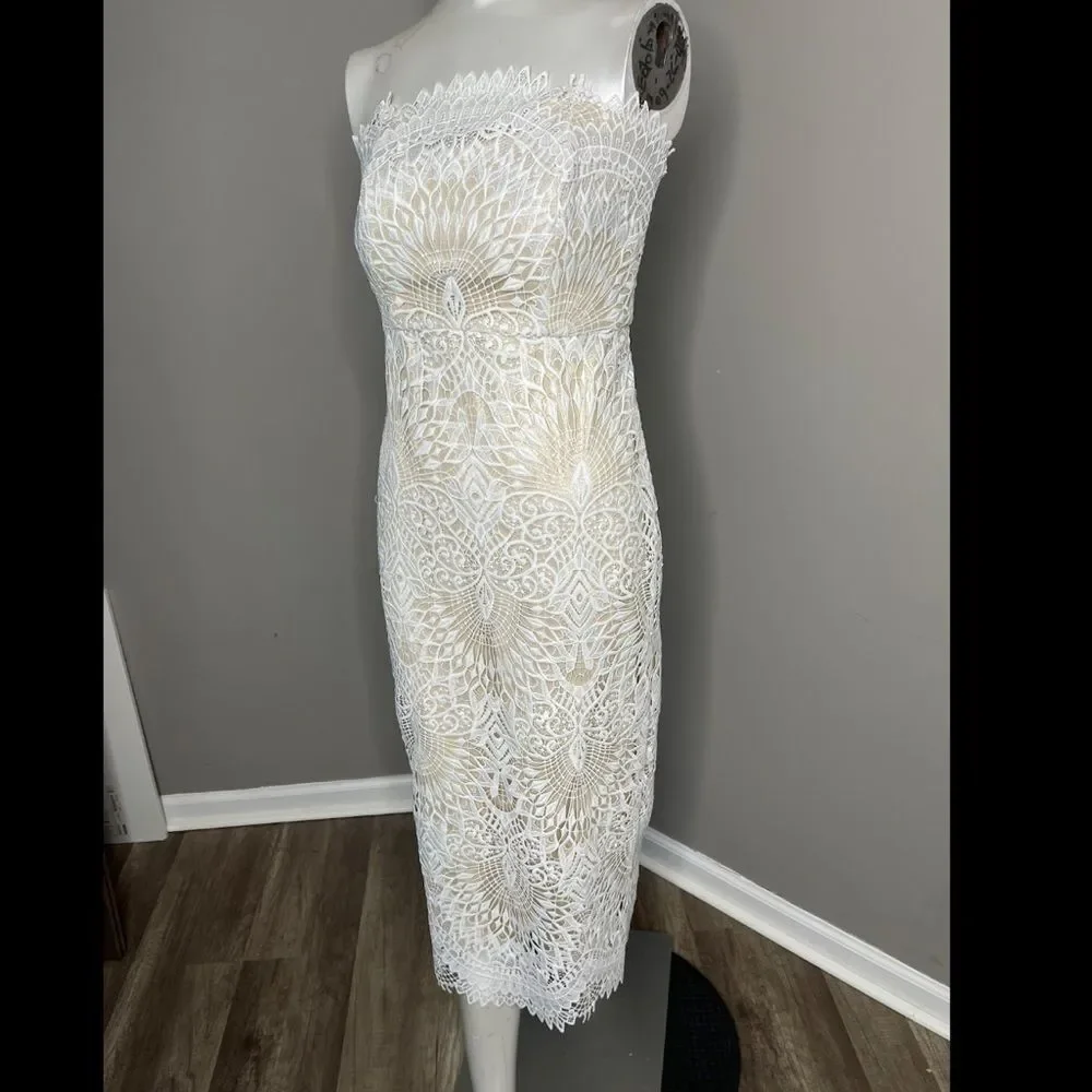 Badgley Mischka Lace Strapless Mermaid Dress - Picture 8 of 12